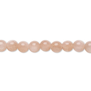Bead, pink flake moonstone (natural), 6mm round, B grade, Mohs hardness 6 to 6-1/2. Sold per 8-inch strand, approximately 30 beads.