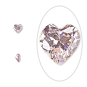 Gem, cubic zirconia, sapphire rose, 4mm faceted heart, Mohs hardness 8-1/2. Sold per pkg of 5.