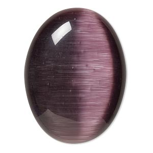 Cabochon, cat&#39;s eye glass (fiber optic glass), purple, 40x30mm calibrated oval, quality grade. Sold individually.