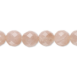 Bead, pink flake moonstone (natural), 10mm faceted round, B grade, Mohs hardness 6 to 6-1/2. Sold per 8-inch strand, approximately 20 beads.