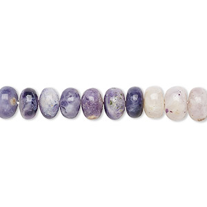 Bead, purple opal (natural), shaded, 6x4mm-7x5mm hand-cut rondelle, B grade, Mohs hardness 5 to 6-1/2. Sold per 15&quot; to 16&quot; strand.