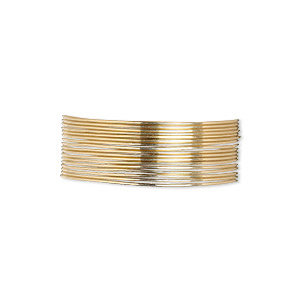 Wire, 12Kt gold-filled, dead-soft, round, 24 gauge. Sold per pkg of 5 feet.