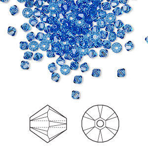 Bead, Crystal Passions&reg;, sapphire, 3mm bicone (5328). Sold per pkg of 144 (1 gross).