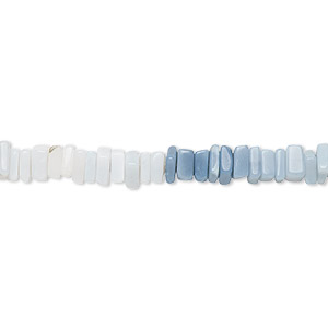Bead, blue Peruvian opal (natural), shaded, 4x1mm-6x2mm hand-cut square rondelle, B grade, Mohs hardness 5 to 6-1/2. Sold per 8-inch strand, approximately 95-150 beads.