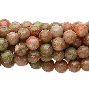 Bead, autumn jasper (natural), 6mm round, C grade, Mohs hardness 6