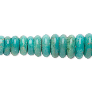 Bead, turquoise (dyed / stabilized), 4x2mm-16x4mm graduated rondelle, B grade, Mohs hardness 5 to 6. Sold per 15&quot; to 16&quot; strand.