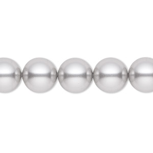 Pearl, Crystal Passions&reg;, light grey, 10mm round (5810). Sold per pkg of 25.