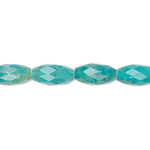 Bead, turquoise (dyed / stabilized), 12x6mm faceted oval, B grade, Mohs hardness 5 to 6. Sold per 15&quot; to 16&quot; strand.