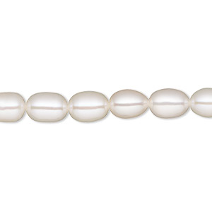 Pearl, White Lotus&#153;, cultured freshwater (bleached), white, 6-6.5mm rice, A- grade, Mohs hardness 2-1/2 to 4. Sold per 15-1/2&quot; to 16&quot; strand.