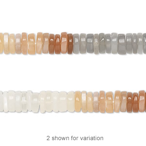 Bead, multi-moonstone (natural), 4x1mm-6x2mm hand-cut rondelle, B grade, Mohs hardness 6 to 6-1/2. Sold per 8-inch strand, approximately 100-150 beads.