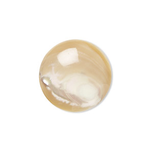 Cabochon, mother-of-pearl shell (natural), 18mm calibrated round, Mohs hardness 3-1/2. Sold individually.