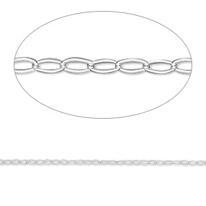 Chain, Gossamer&#153;, sterling silver, 1.1mm flat cable. Sold per pkg of 5 feet.