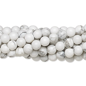 Bead, white howlite (natural), 4mm round, C grade, Mohs hardness 3 to 3-1/2. Sold per pkg of (10) 15-1/2&quot; to 16&quot; strands.