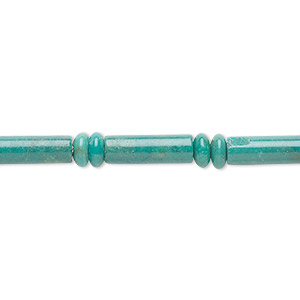 Bead, turquoise (dyed / stabilized), Southwestern-style, 14x5mm round tube with 5x2mm rondelle, B grade, Mohs hardness 5 to 6. Sold per 15-1/2&quot; to 16&quot; strand.
