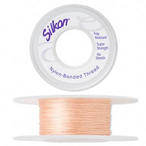 Thread, Silkon&reg;, bonded nylon, lightweight #1, peach. Sold per 20-yard spool.