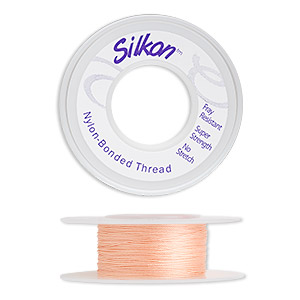 Thread, Silkon&reg;, bonded nylon, medium-weight #2, peach. Sold per 20-yard spool.