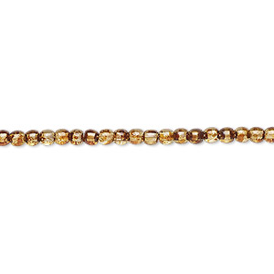 Bead, Czech glass druk, translucent tortoise luster, 3mm round. Sold per 15-1/2&quot; to 16&quot; strand.