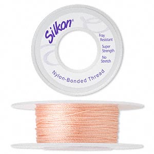 Thread, Silkon&reg;, bonded nylon, heavyweight #3, peach. Sold per 20-yard spool.
