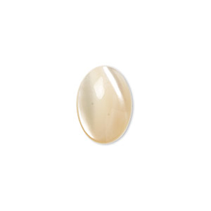 Cabochon, mother-of-pearl shell (natural), 14x10mm calibrated oval, Mohs hardness 3-1/2. Sold per pkg of 2.