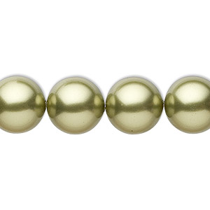 Pearl, Crystal Passions&reg;, light green, 12mm round (5810). Sold per pkg of 10.