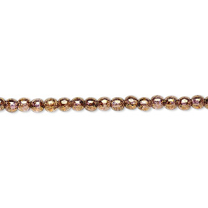 Bead, Czech glass druk, translucent copper luster, 3mm round. Sold per 15-1/2&quot; to 16&quot; strand.