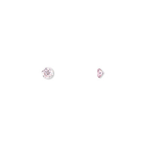 Gem, cubic zirconia, pink, 3mm faceted round, Mohs hardness 8-1/2. Sold per pkg of 10.