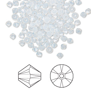 Bead, Crystal Passions&reg;, white opal, 3mm bicone (5328). Sold per pkg of 144 (1 gross).