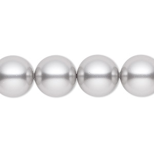Pearl, Crystal Passions&reg;, light grey, 12mm round (5810). Sold per pkg of 10.