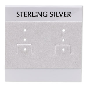 Earring card, flocked plastic, grey and black, 2x2-inch square with &quot;STERLING SILVER.&quot; Sold per pkg of 100.