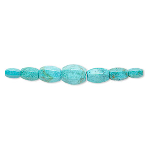 Bead, turquoise (dyed / stabilized), 10x6mm-16x12mm graduated faceted oval, B grade, Mohs hardness 5 to 6. Sold per pkg of 7.