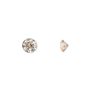 Gem, cubic zirconia, champagne, 6mm faceted round, Mohs hardness 8-1/2. Sold per pkg of 2.