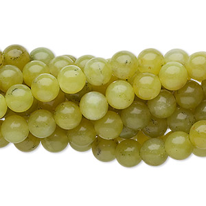 Bead, olive new &quot;jade&quot; (serpentine) (natural), 6mm round, C grade, Mohs hardness 2-1/2 to 6. Sold per pkg of (10) 15-1/2&quot; to 16&quot; strands.