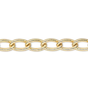 Chain, antique copper-plated brass, 4mm curb. Sold per pkg of 5 feet. -  Fire Mountain Gems and Beads