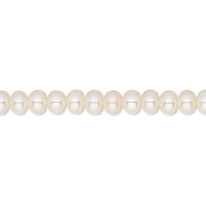 Pearl, White Lotus&#153;, cultured freshwater (bleached), white, 4.5-5mm button, A- grade, Mohs hardness 2-1/2 to 4. Sold per 15-1/2&quot; to 16&quot; strand.