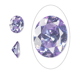 Gem, cubic zirconia, lavender, 10x8mm faceted oval, Mohs hardness 8-1/2. Sold individually.