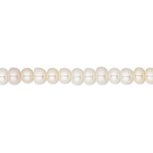 Pearl, White Lotus&#153;, cultured freshwater (bleached), white, 4.5-5mm button, C grade, Mohs hardness 2-1/2 to 4. Sold per 15-1/2&quot; to 16&quot; strand.