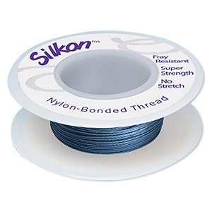 Thread, Silkon&reg;, bonded nylon, heavyweight #3, dark blue. Sold per 20-yard spool.