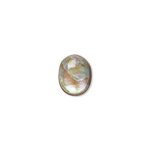 Cabochon, abalone shell (coated), 10x8mm calibrated oval, Mohs hardness 3-1/2. Sold per pkg of 6.