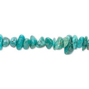 Bead, turquoise (dyed / stabilized), blue-green, small chip, Mohs hardness 5 to 6. Sold per 15-1/2&quot; to 16&quot; strand.