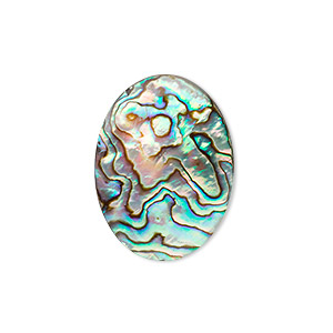 Cabochon, abalone shell (coated), 25x18mm calibrated oval, Mohs hardness 3-1/2. Sold individually.