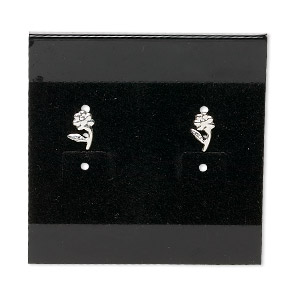 Opaque Black Earring Card 2x2 Inch Square PVC Plastic Sold per pkg of 100. 
