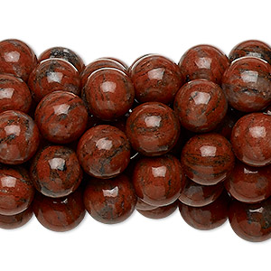 Bead, red sesame jasper (natural), 8mm round, C grade, Mohs hardness 6-1/2 to 7. Sold per pkg of (10) 15-1/2&quot; to 16&quot; strands.
