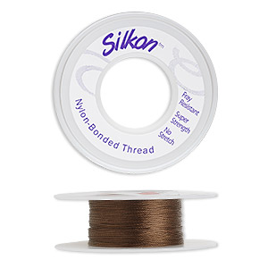 Thread, Silkon&reg;, bonded nylon, lightweight #1, dark brown. Sold per 20-yard spool.