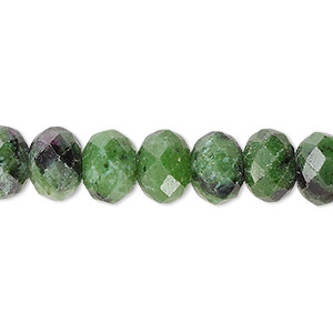 Bead, ruby in zoisite (natural), 10x7mm faceted rondelle with 0.5-1.5mm hole, B grade, Mohs hardness 6 to 7. Sold per 15&quot; to 16&quot; strand.