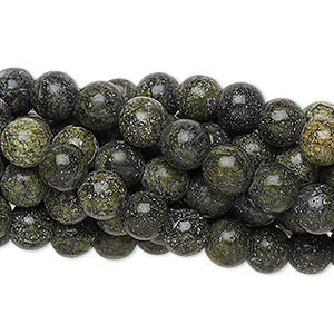 Bead, Russian serpentine (natural), 6mm round, C grade, Mohs hardness 2-1/2 to 5. Sold per pkg of (10) 15-1/2&quot; to 16&quot; strands.