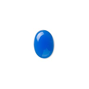 Cabochon, blue agate (dyed), 14x10mm calibrated oval, B- grade, Mohs hardness 6-1/2 to 7. Sold per pkg of 4.