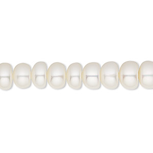 Pearl, White Lotus&#153;, cultured freshwater (bleached), white, 7.5-8mm button, A- grade, Mohs hardness 2-1/2 to 4. Sold per 15-1/2&quot; to 16&quot; strand.