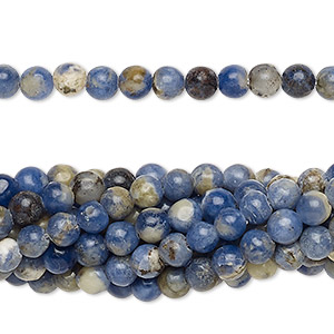 Bead, sodalite (natural), 4mm round, C grade, Mohs hardness 5 to 6. Sold per pkg of (10) 15-1/2&quot; to 16&quot; strands.
