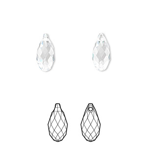 Drop, Crystal Passions&reg;, crystal clear, 11x5.5mm faceted briolette pendant (6010). Sold per pkg of 24.