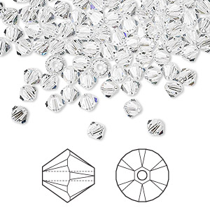 Bead, Crystal Passions&reg;, crystal clear, 4mm bicone (5328). Sold per pkg of 144 (1 gross).